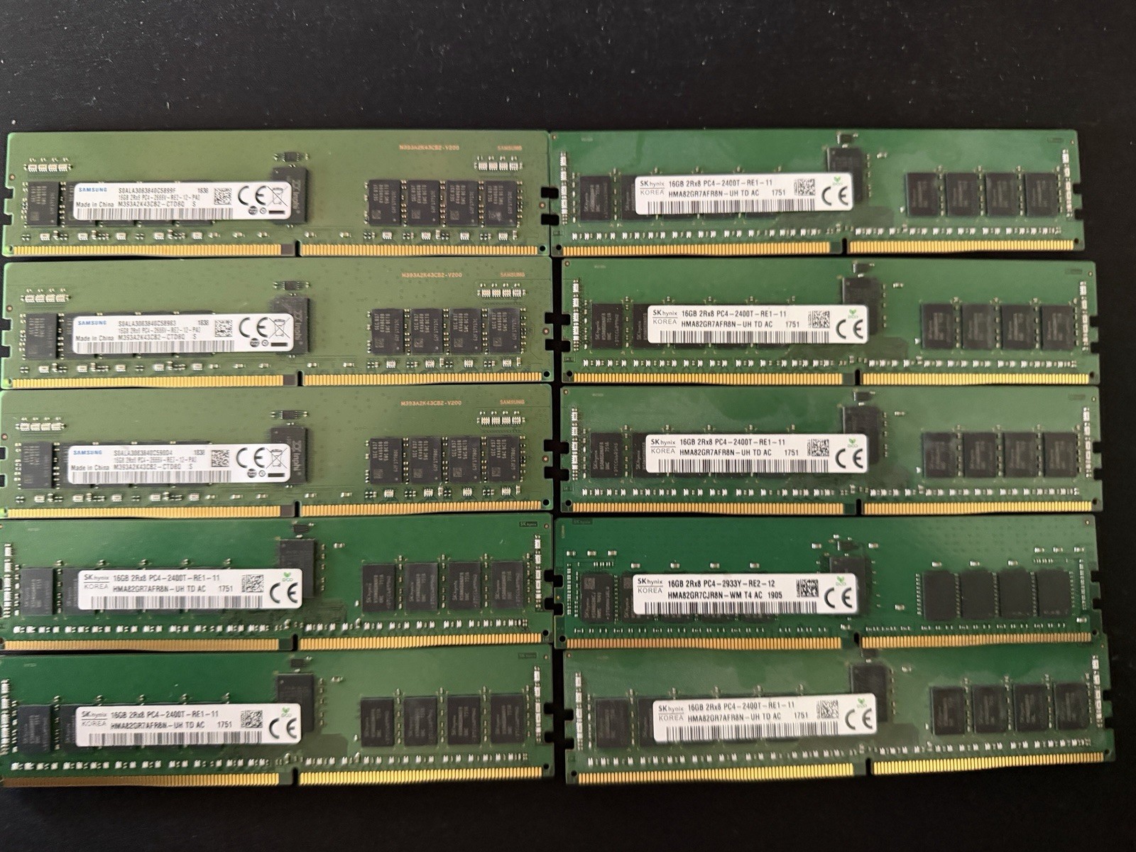 Lot Of 10 16GB DDR4 Server Memory