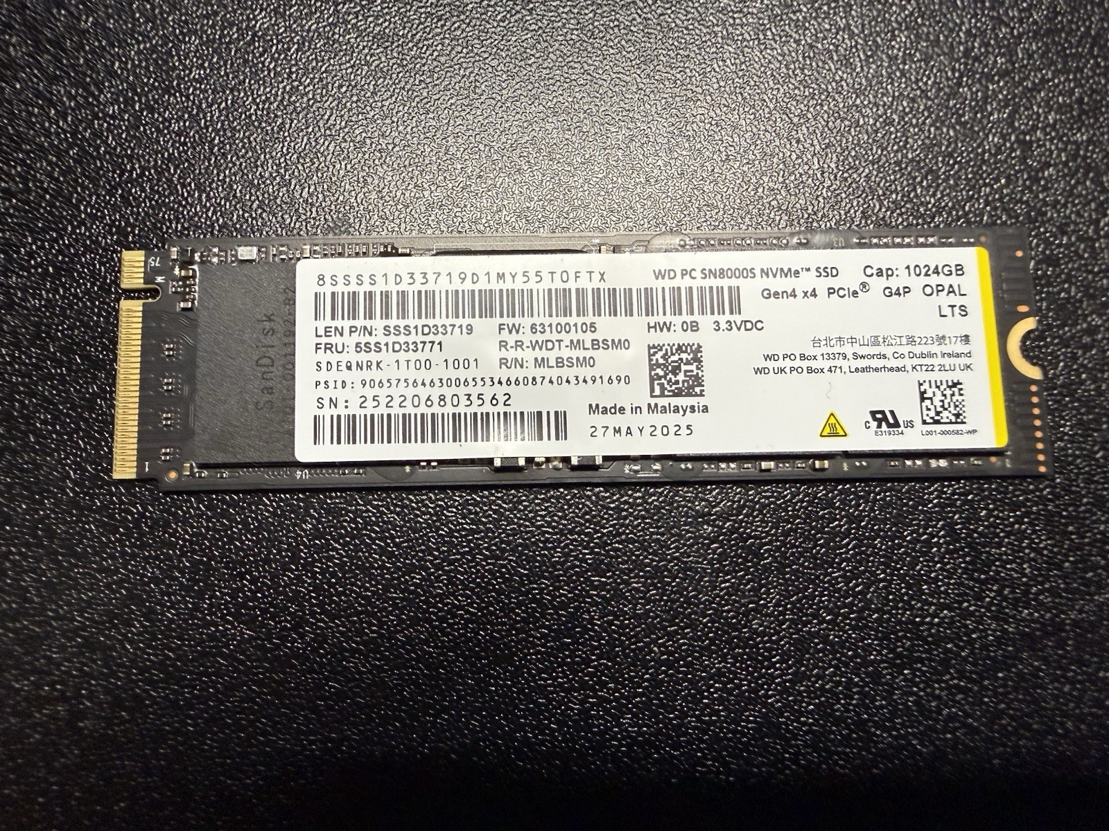 Western Digital PC SN8000S 1TB M.2 PCIe Gen4x4 SSD Western Digital PC SN8000S 1TB M.2 PCIe Gen4x4 SSD