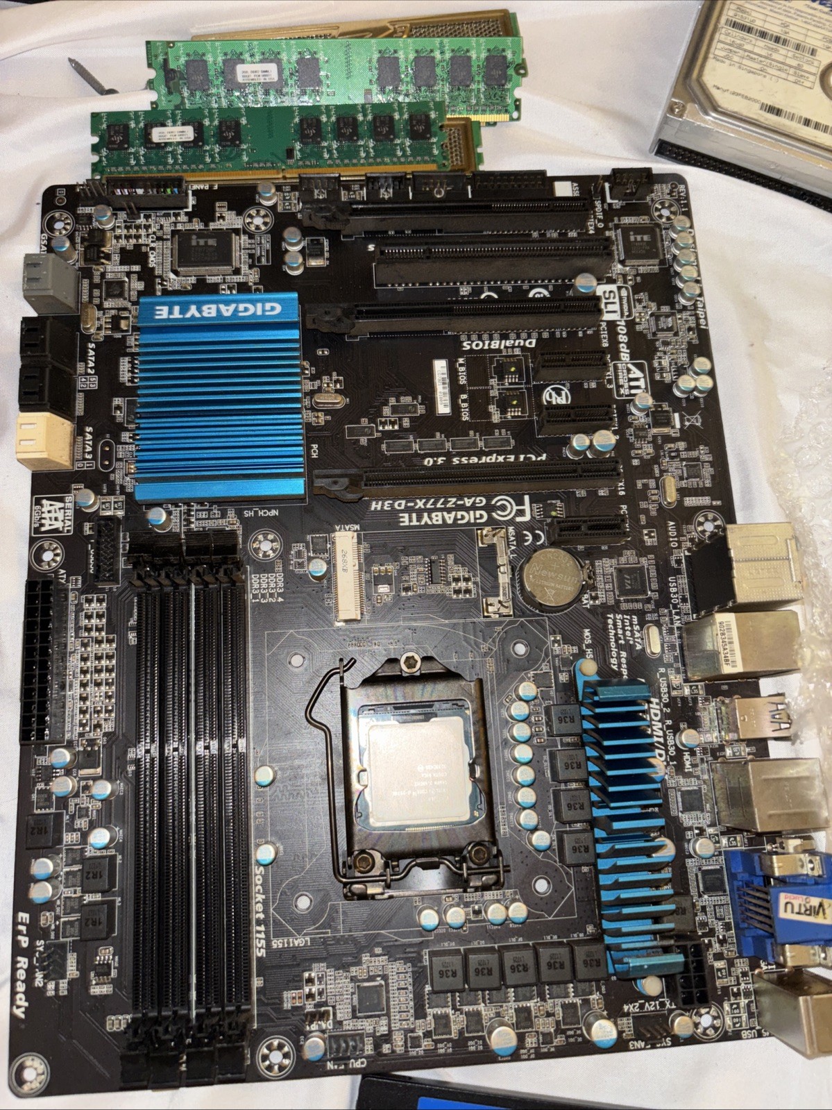 Vintage Gigabyte MB Computer Bundle Memory Harddrive Solid State Drive Graphics