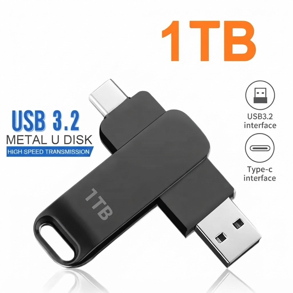 USB 3.2 Dual Type-C & USB Flash Drive Metal High Speed Memory Stick 1TB 2TB
