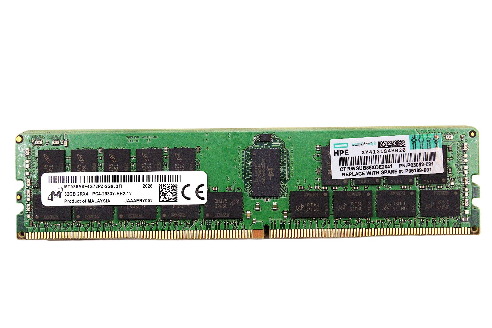 LOT OF (12) HPE MTA36ASF4G72PZ-2G9J3TI MICRON 32GB 2RX4 PC4-2933Y MEMORY RAM LOT OF (12) HPE MTA36ASF4G72PZ-2G9J3TI MICRON 32GB 2RX4 PC4-2933Y MEMORY RAM