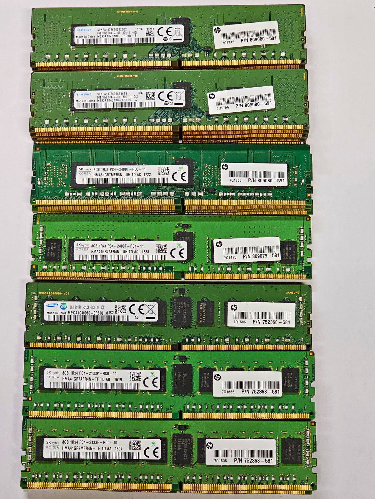 Mix Lot ​32x 8GB 256GB DDR4 RDIMM RAM Hynix & Samsung (HP Pulls) 2133P  2400T