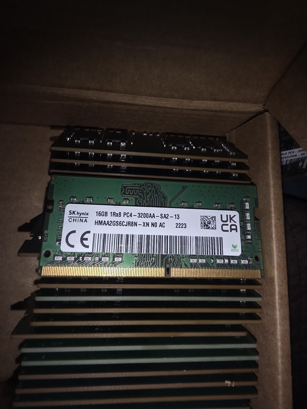 Bulk Lot of 10 SK Hynix DDR4 16GB 3200MHz PC4-25600 SODIMM Memory Bulk Lot of 10 SK Hynix DDR4 16GB 3200MHz PC4-25600 SODIMM Memory