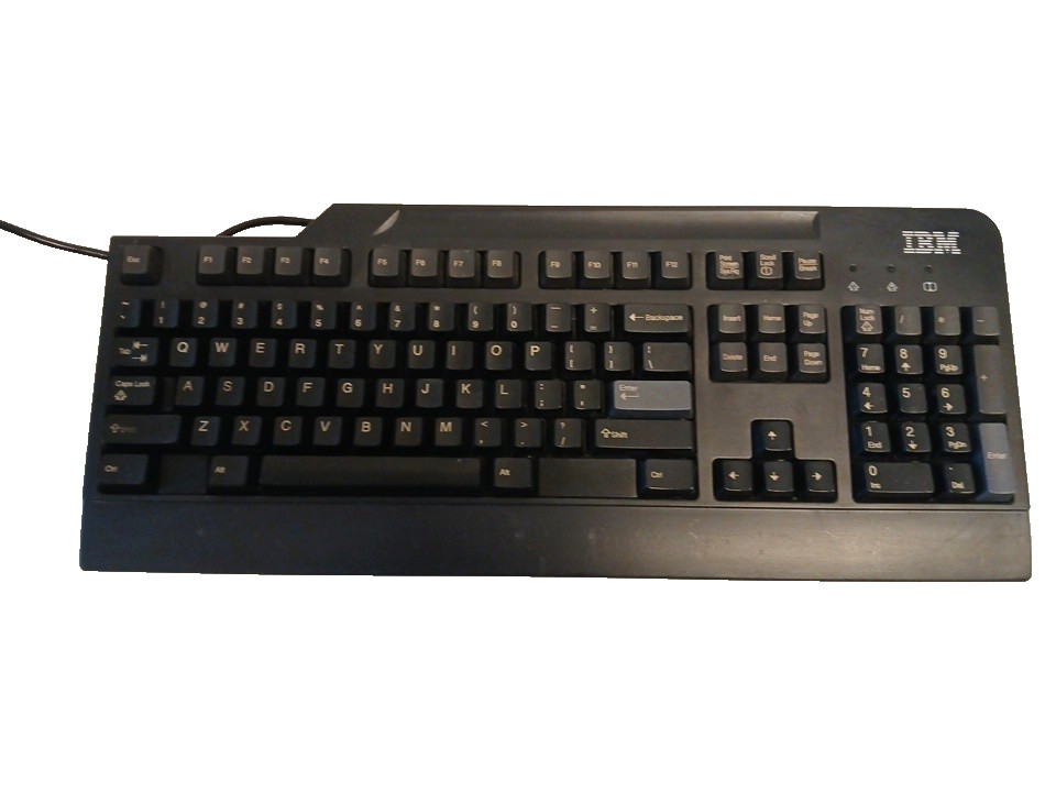 IBM SK-8820 USB Keyboard Black 2007 OEM Tested Working w/ Feet Retro PC
