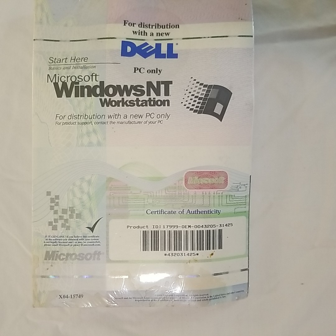Vintage Microsoft Windows NT Workstation 4.0 OS Bundle - OEM DELL Edition sealed Vintage Microsoft Windows NT Workstation 4.0 OS Bundle - OEM DELL Edition sealed