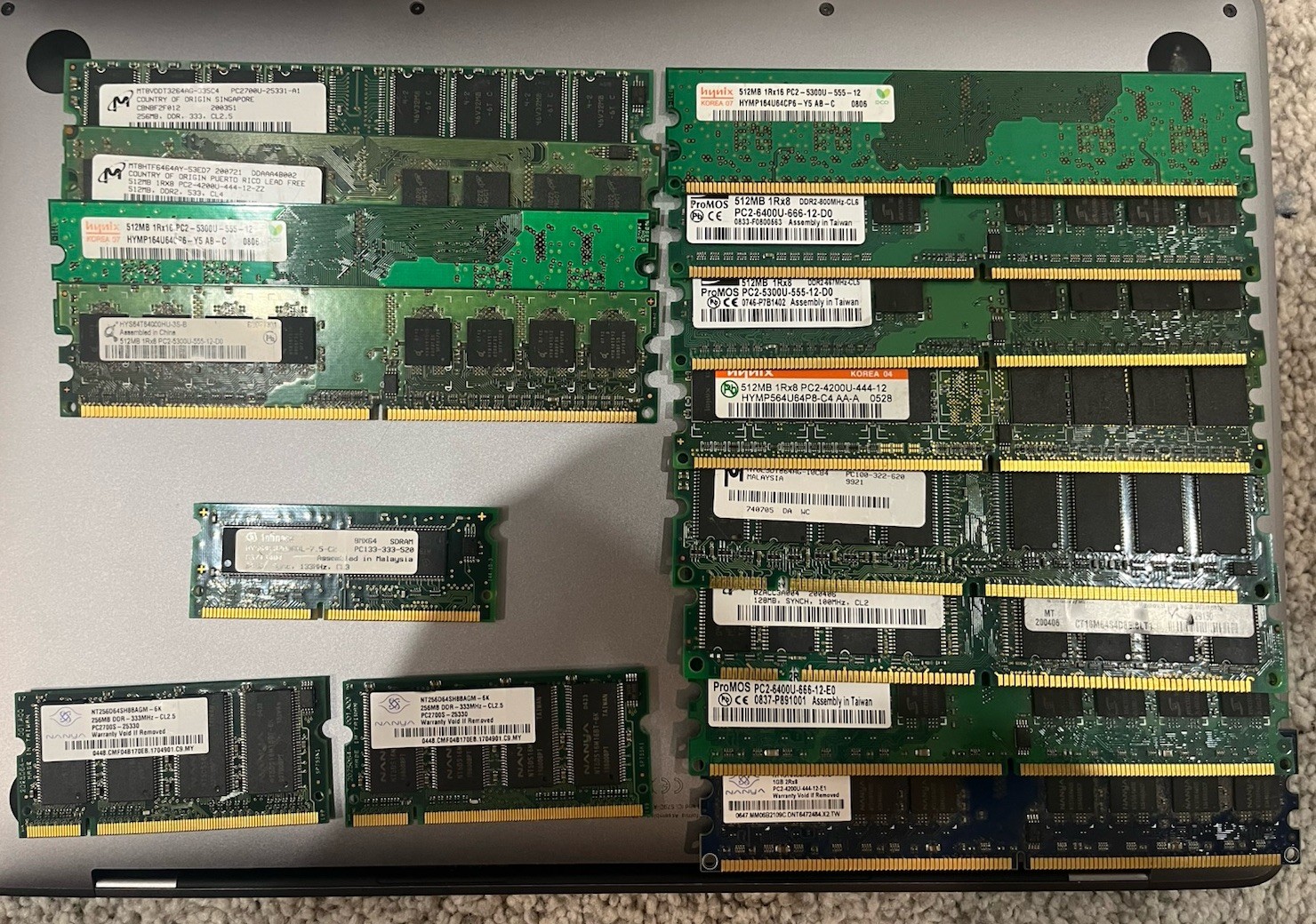 Many Ram Ram Lot. Many Different Brands. Older Memory. for Sale - Knoppix.net