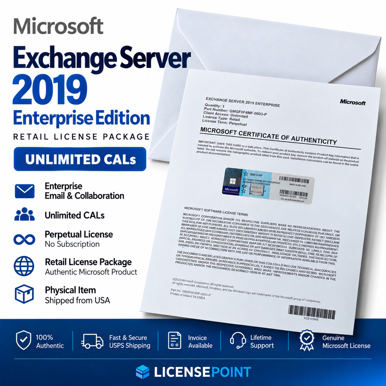 Microsoft Exchange Server 2019 ENTERPRISE Unlmted CAL | Retail License Package Microsoft Exchange Server 2019 ENTERPRISE Unlmted CAL | Retail License Package