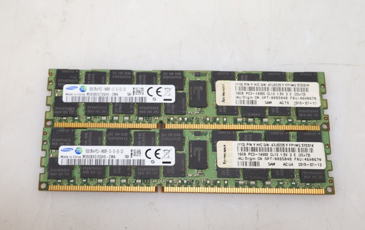 Lot 2x 16GB (32GB) Samsung M393B2G70QH0-CMA PC3-14900R DDR3 ECC RDIMM Server RAM Lot 2x 16GB (32GB) Samsung M393B2G70QH0-CMA PC3-14900R DDR3 ECC RDIMM Server RAM