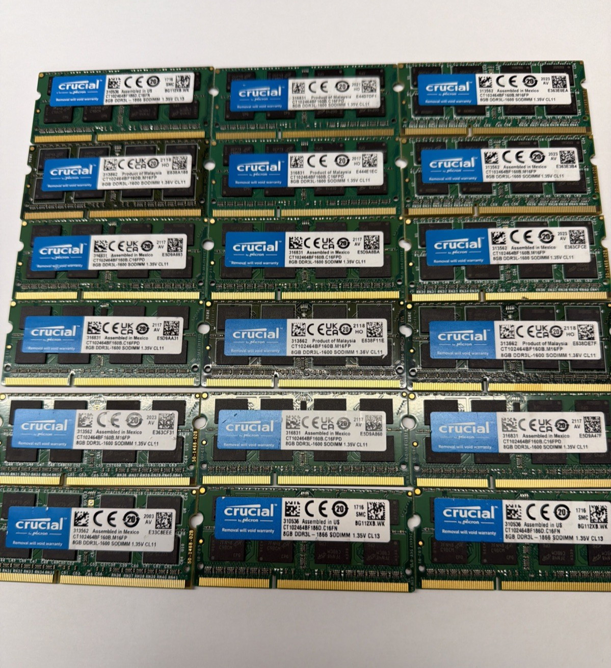 16GB(2x 8GB) Crucial DDR3L-1600 SODIMM / Lot of 2 8GB / Laptop RAM Memory / A25 16GB(2x 8GB) Crucial DDR3L-1600 SODIMM / Lot of 2 8GB / Laptop RAM Memory / A25