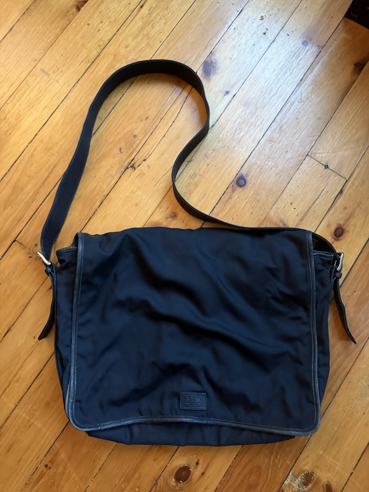 Coach Vintage BlackNylon Leather Messenger Crossbody Laptop Bag Style 5115