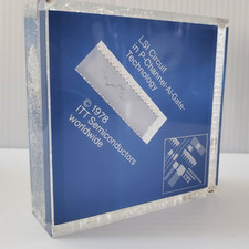 Vintage 1970s ITT Semiconductors Large Scale Integration LSI Paperweight Crazing picture
