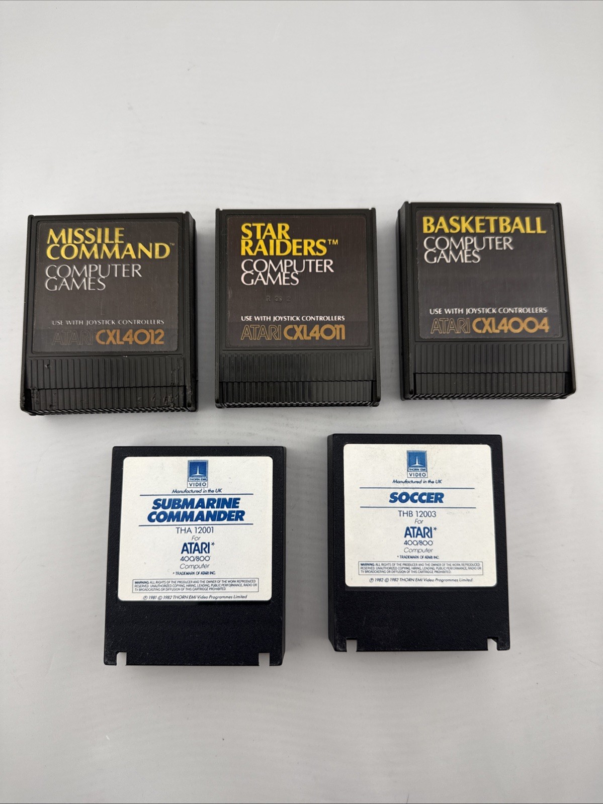 Atari 400/800 Game Cartridge Lot of 5 - Missile Command, Star Raiders, Soccer Atari 400/800 Game Cartridge Lot of 5 - Missile Command, Star Raiders, Soccer