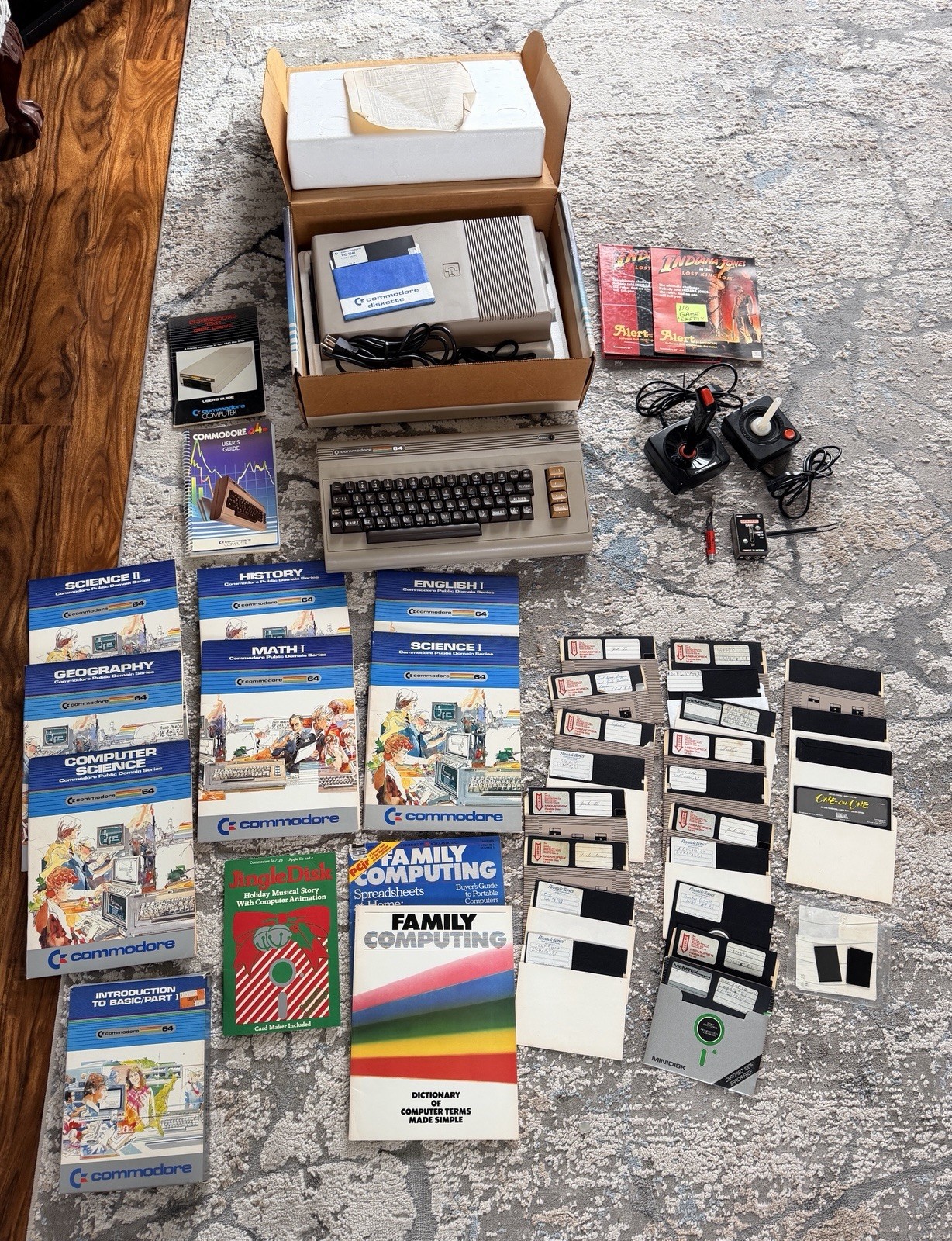 Commodore 64 Vintage Home Computer w/ Box, Manuals, Software Disks & Accessories
