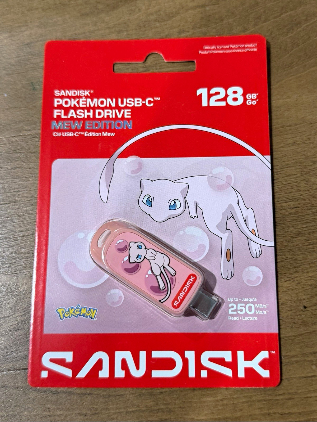 Pokemon Mew Edition Sandisk - 128GB USB-C Flash Drive Pink 250MB/s