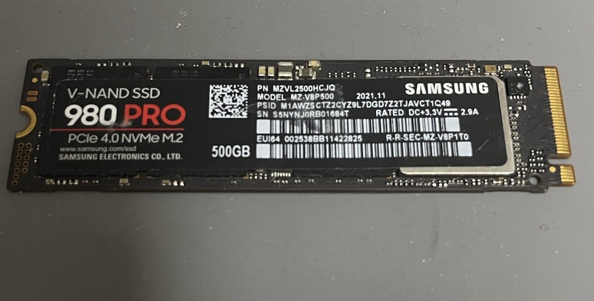 Samsung 980 PRO 500GB M.2 2280 NVMe PCIe 4.0 V-NAND SSD MZ-V8P500