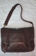 Timberland Vintage Heavy Duty Brown Leather Messenger Satchel Crossbody Bag picture