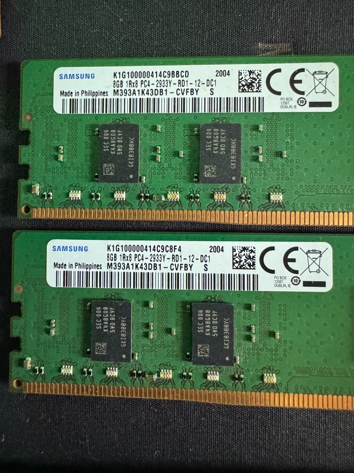 LOT OF 2 Samsung 16GB (2x8GB) DDR4-2933 ECC REG RDIMM M393A1K43DB1 LOT OF 2 Samsung 16GB (2x8GB) DDR4-2933 ECC REG RDIMM M393A1K43DB1