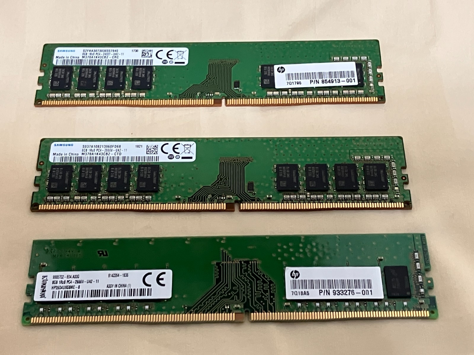 24GB DDR4 Desktop RAM Lot Samsung 2 x 8GB and Kingston 1 x 8GB 24GB DDR4 Desktop RAM Lot Samsung 2 x 8GB and Kingston 1 x 8GB