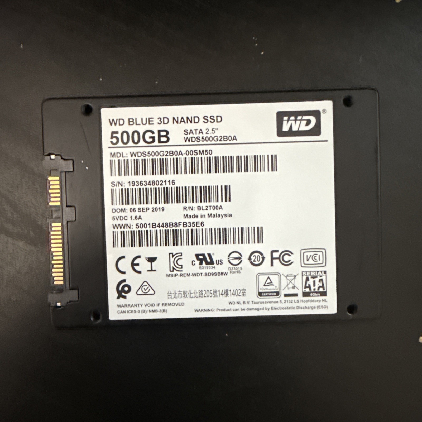 Western Digital 500GB Internal Solid State Drive SSD 2.5” SATA WDS500G2B0A TSTED