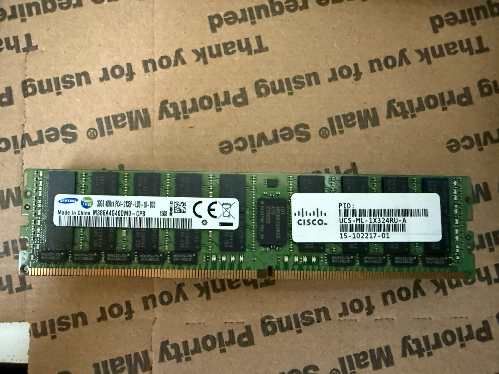 Lot of 10, CISCO 32GB 4DRx4 PC4-2133P, UCS-ML-1X324RU-A Lot of 10, CISCO 32GB 4DRx4 PC4-2133P, UCS-ML-1X324RU-A