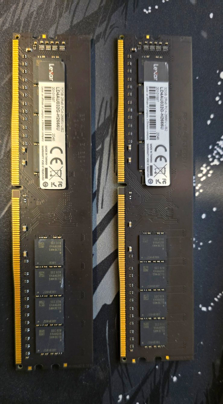 lexar 64gb kit (2x32gb) ddr4 LD4AU032G-H2666U (2 DIMM) lexar 64gb kit (2x32gb) ddr4 LD4AU032G-H2666U (2 DIMM)