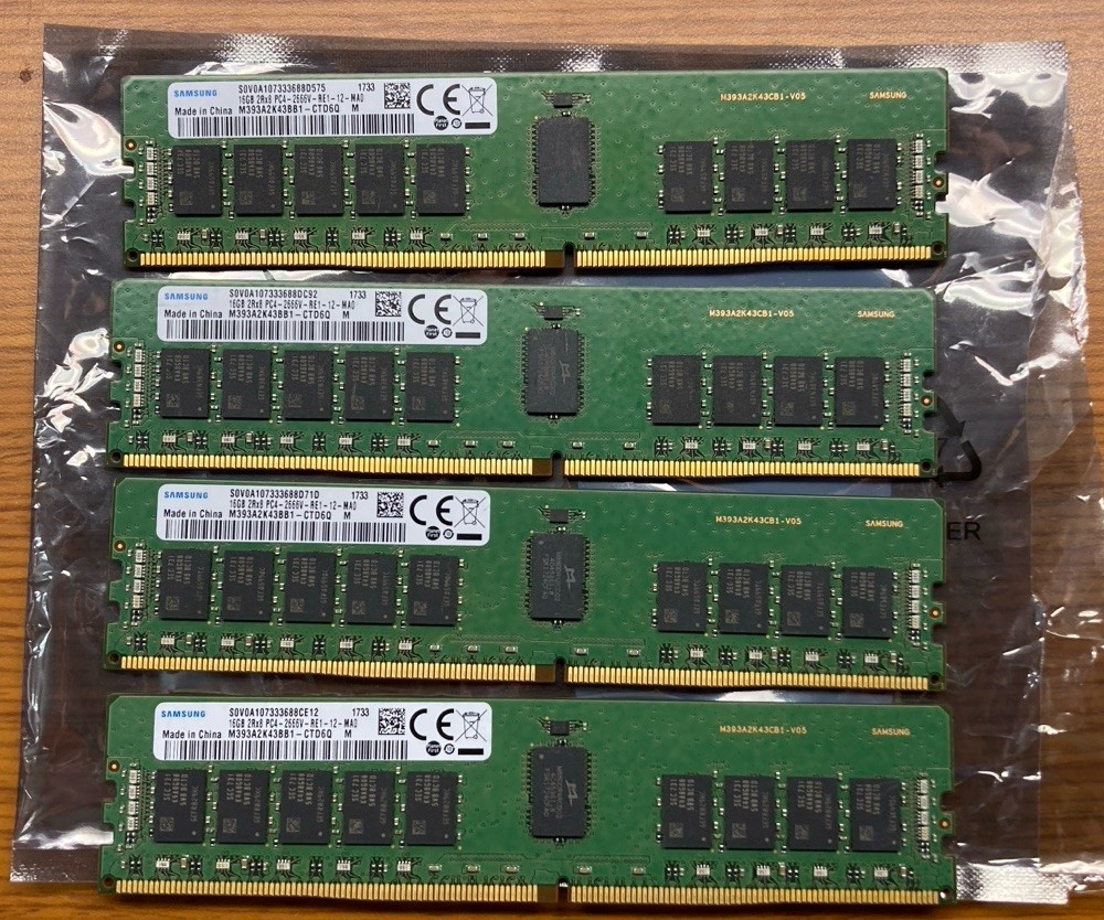 64GB (4x16gb) RAM Kit Samsung PC4 2666V-R 2Rx8 M393A2K43BB1-CTD6Q 64GB (4x16gb) RAM Kit Samsung PC4 2666V-R 2Rx8 M393A2K43BB1-CTD6Q