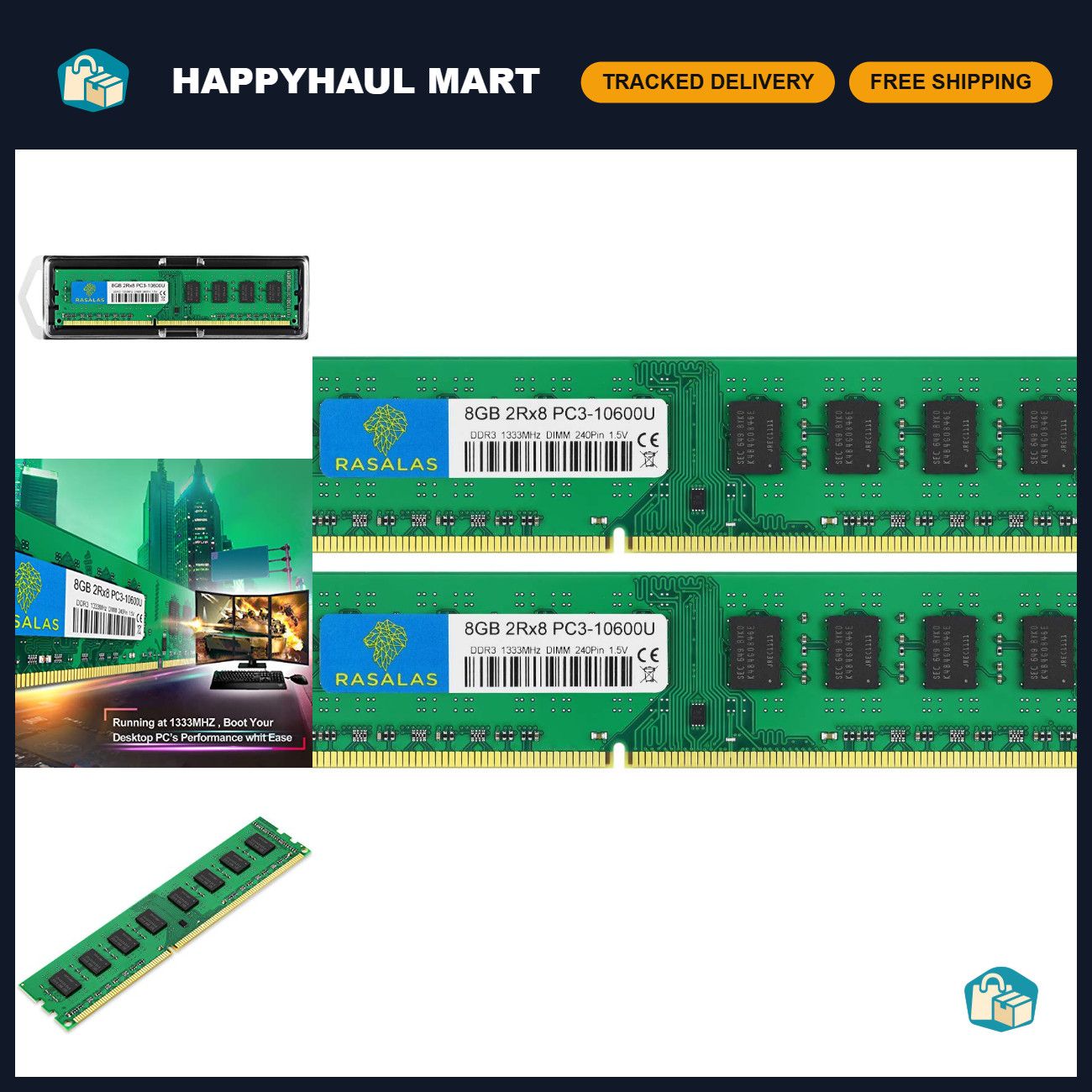16GB DDR3 1333MHz RAM Kit (2x8GB) PC3-10600 240-Pin Desktop Memory Module
