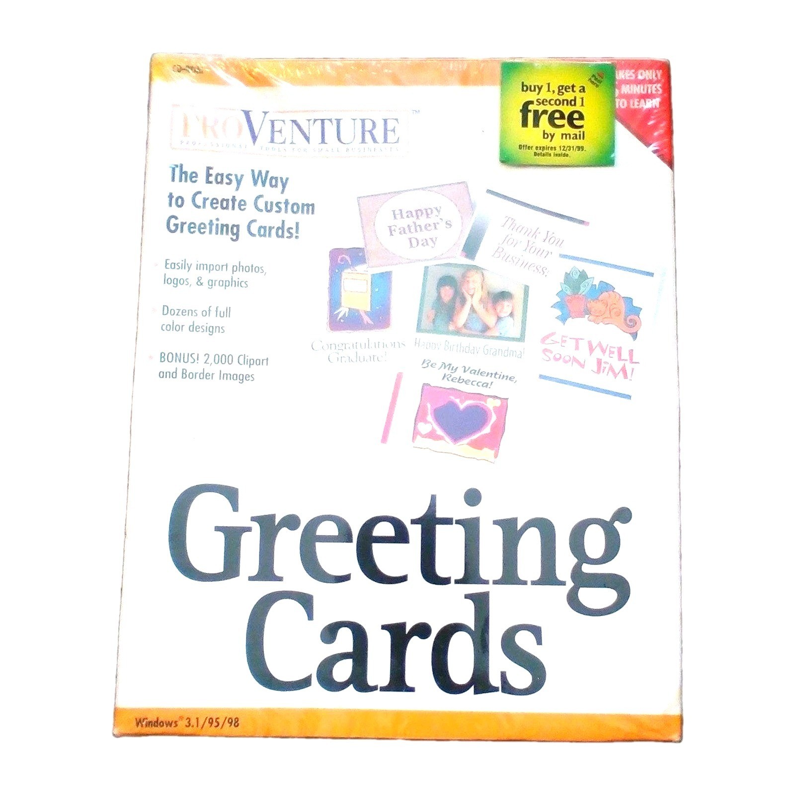 proventure greeting cards software windows cd new sealed vintage clipart creator proventure greeting cards software windows cd new sealed vintage clipart creator