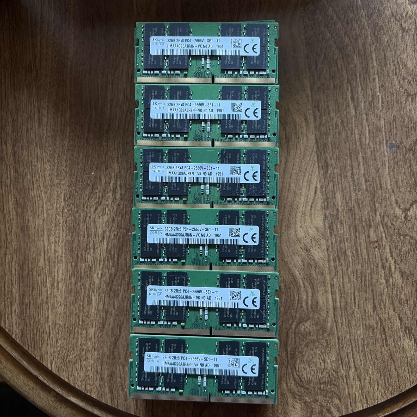 SK hynix 32GB DDR4 SO-DIMM PC4-2666V 1x32GB RAM HMAA4GS6MJR8N-VK lot of 6