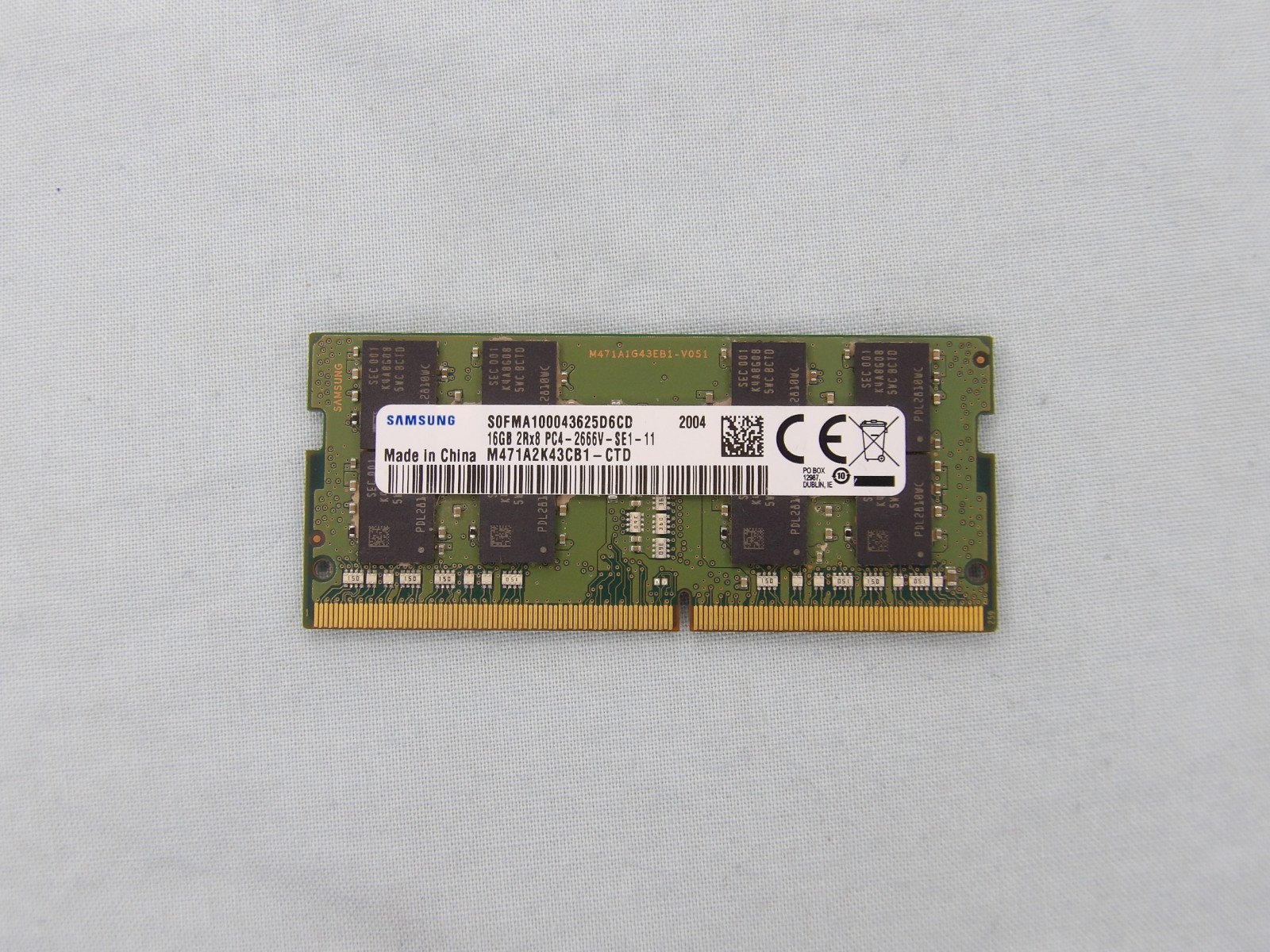 Samsung 16GB 2Rx8 PC4-2666V (M471A2K43CB1-CTD) DDR4 Laptop ram