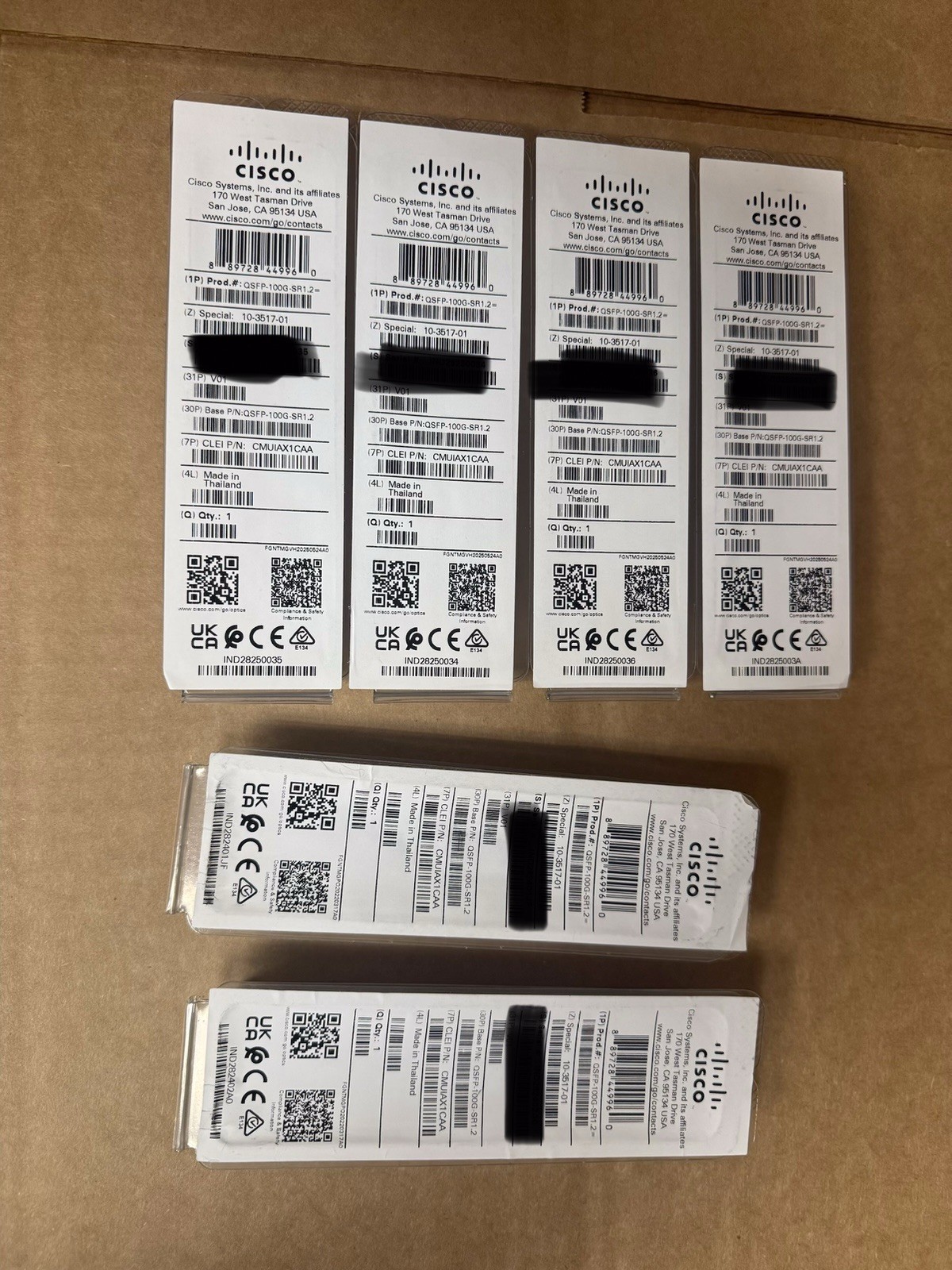 6x OEM Legit NEW Cisco QSFP-100G-SR1.2 100G BiDi Transceivers USA shipping 6x OEM Legit NEW Cisco QSFP-100G-SR1.2 100G BiDi Transceivers USA shipping