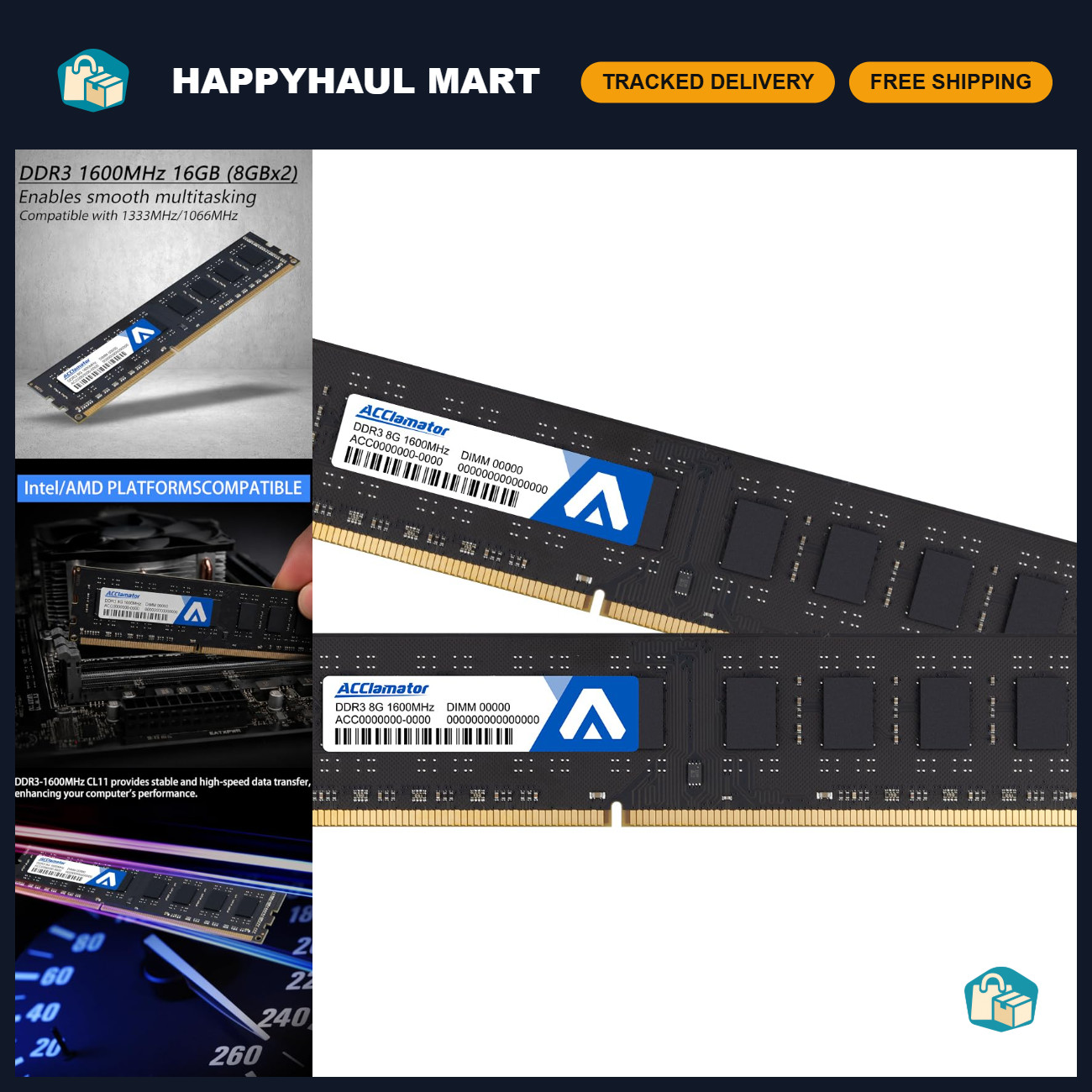 16GB DDR3 RAM (2x8GB) 1600MHz PC3-12800 CL11 UDIMM Memory Upgrade Module