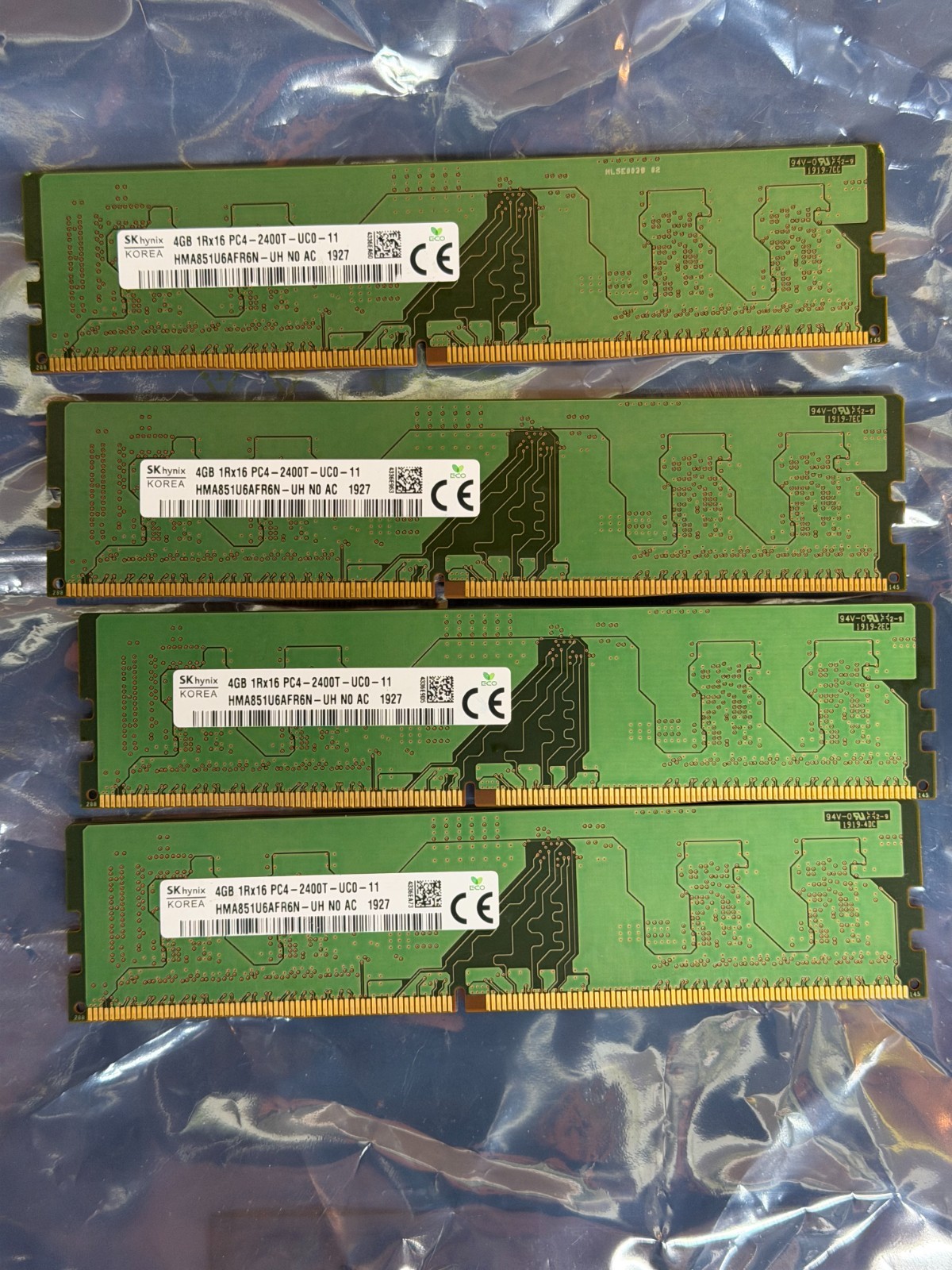 Lot of 4 SK hynix 4GB DDR4-2400 PC4-2400T 1Rx16 UDIMM RAM 16GB Total Lot of 4 SK hynix 4GB DDR4-2400 PC4-2400T 1Rx16 UDIMM RAM 16GB Total