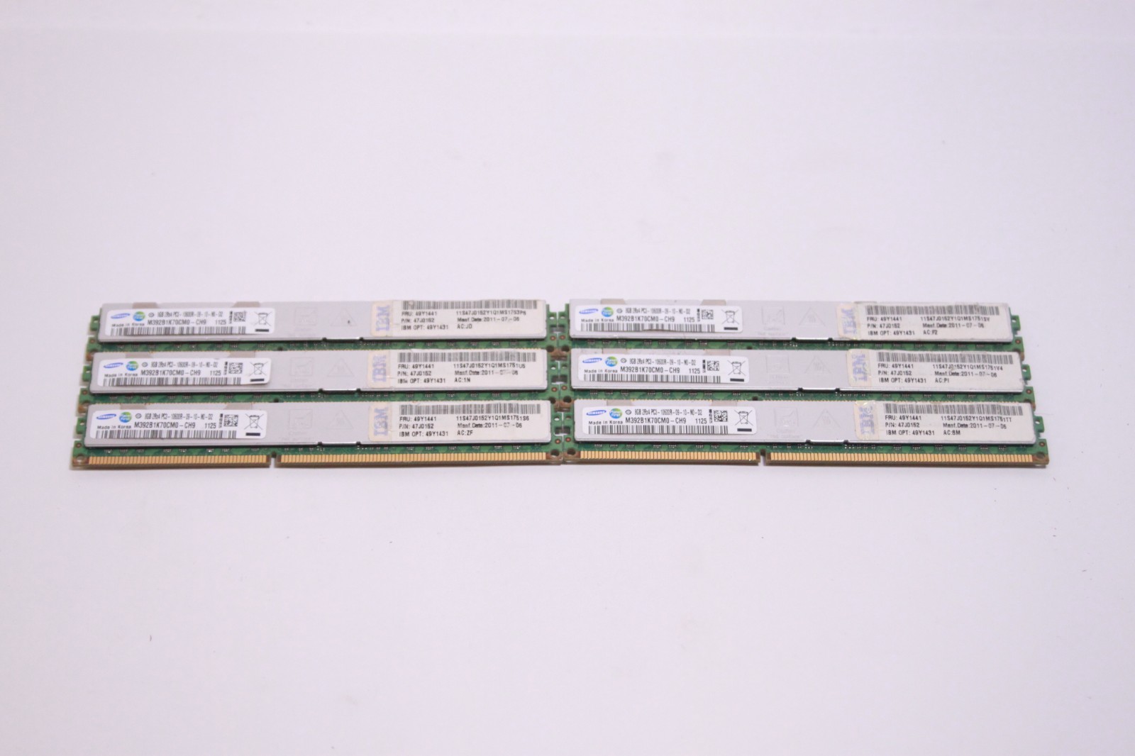 Lot of 6 Samsung 8GB DDR3-1333 PC3-10600R 2Rx4 ECC RDIMM RAM M392B1K70CM0-CH9