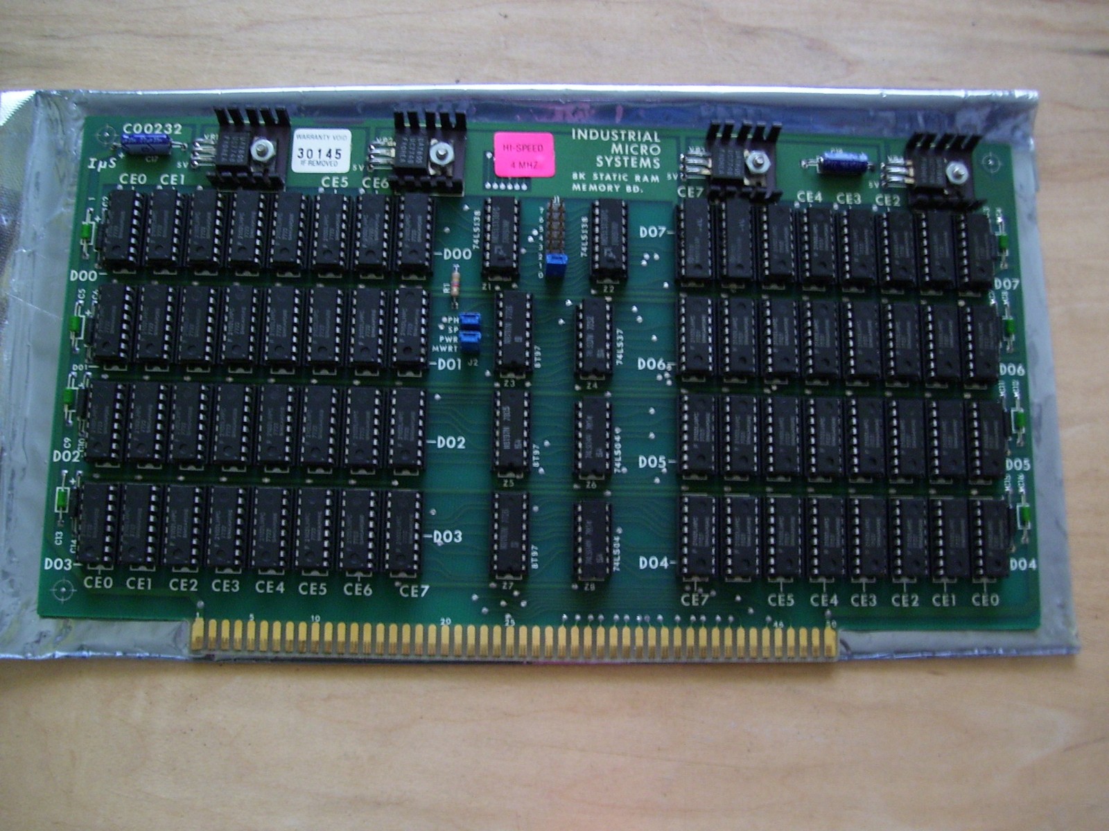 S-100 Industrial Micro Systems 8K Static Ram (IMS, Altair, IMSAI) S-100 Industrial Micro Systems 8K Static Ram (IMS, Altair, IMSAI)