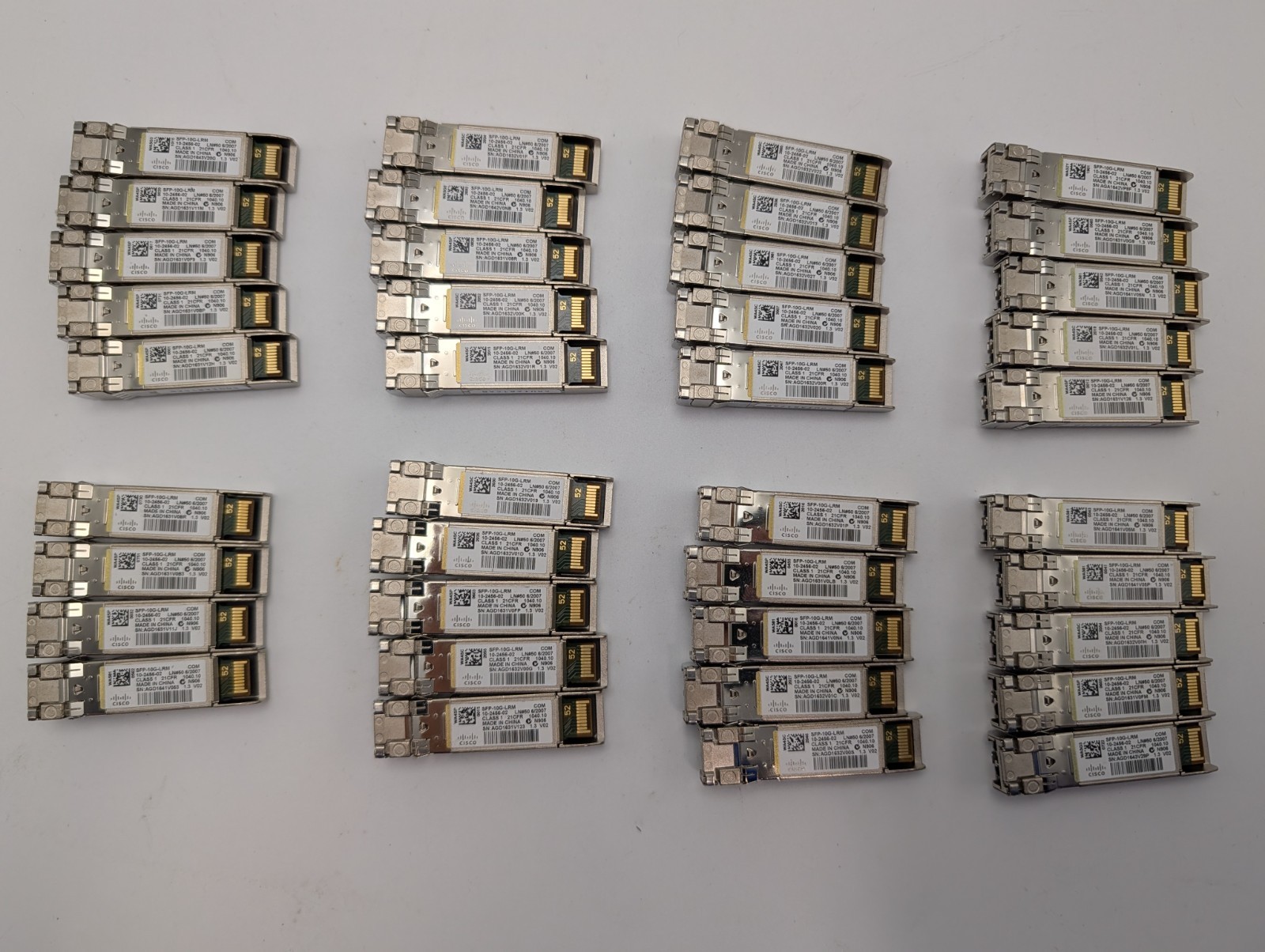 Lot of 39 Used & Tested Cisco SFP-10G-LRM 10G Base SFP Transceivers 10-2456-02 Lot of 39 Used & Tested Cisco SFP-10G-LRM 10G Base SFP Transceivers 10-2456-02