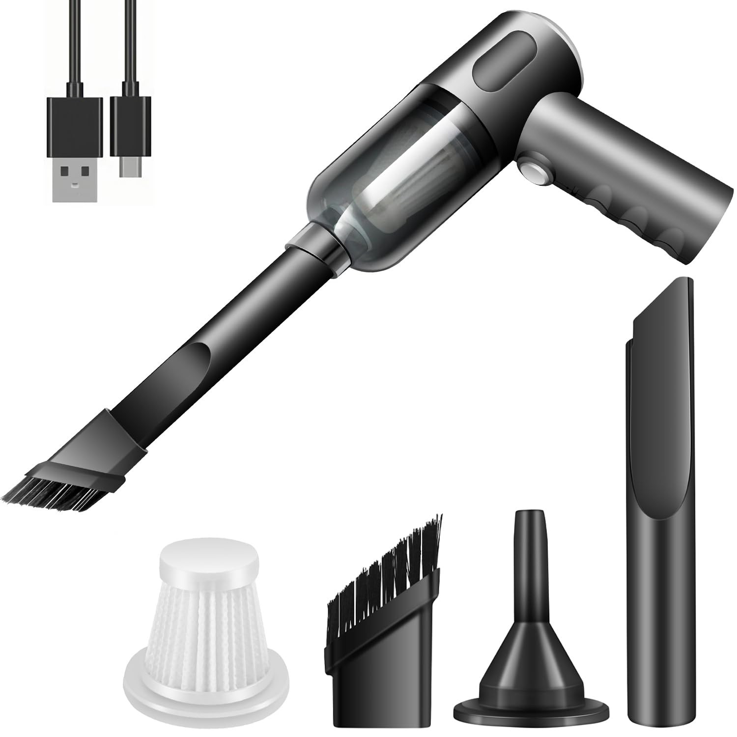Compressed Air Duster Wireless Handheld Car Vacuum Cleaner Black 10 Watt-hours Compressed Air Duster Wireless Handheld Car Vacuum Cleaner Black 10 Watt-hours