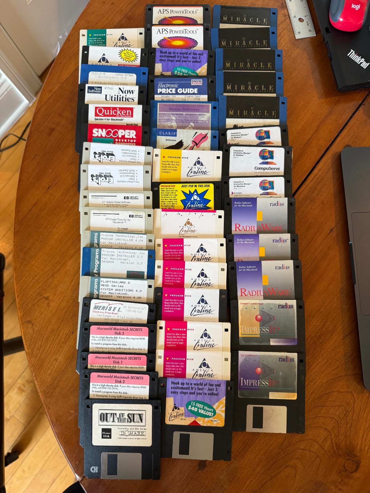 46 Vintage Mac PC Software Floppy Disks AOL CompuServe Netscape Miracle Piano