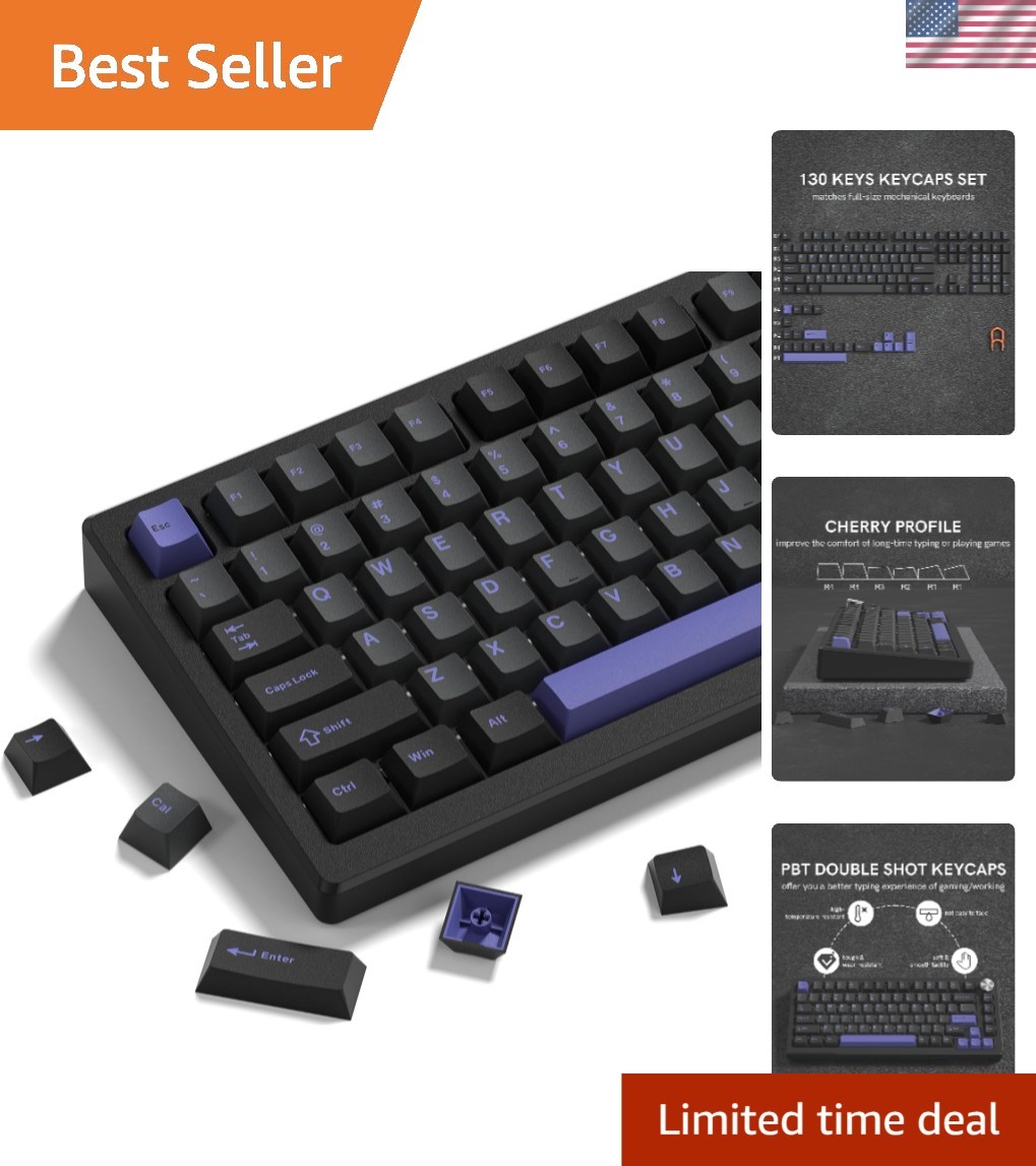 Womier 138 Keys Vintage Black Purple Keycaps - Cherry Profile Mechanical Style