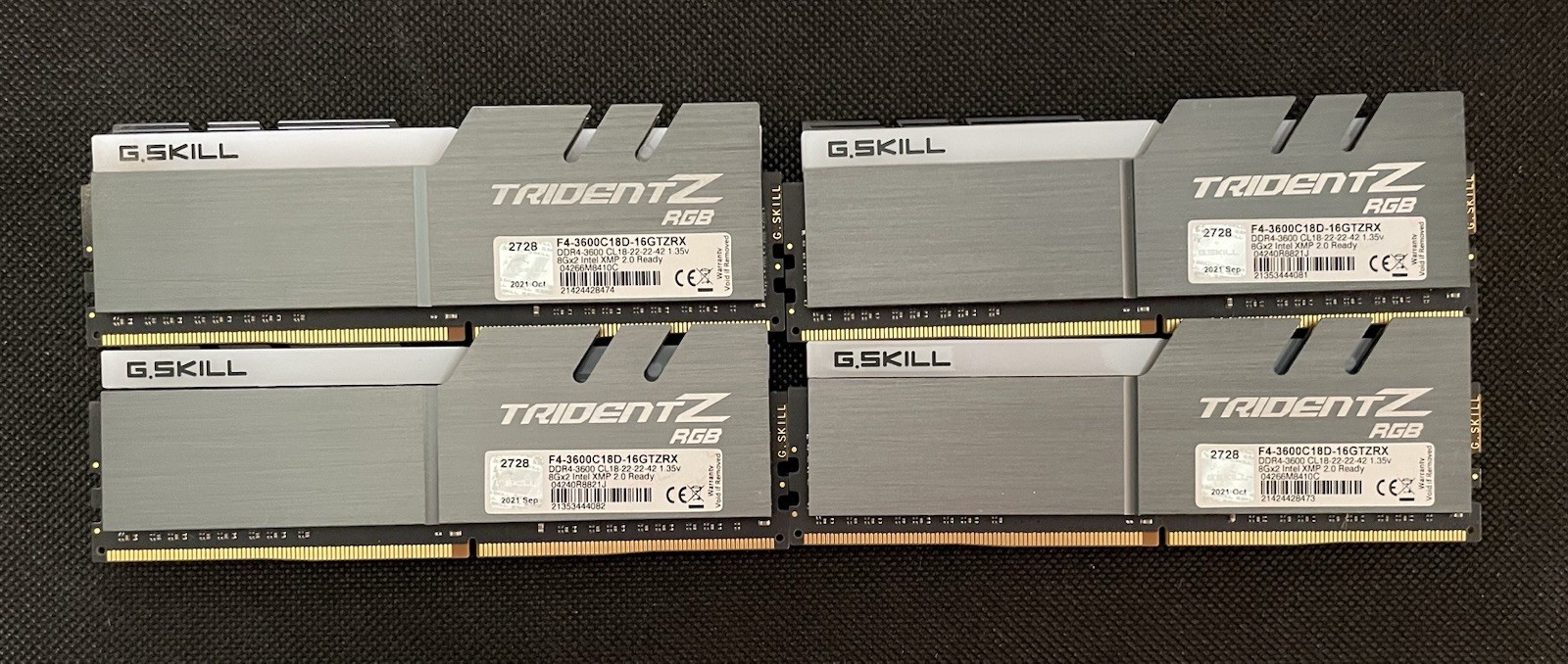 G.SKILL Trident Z RGB 32GB (4x8GB) DDR4-3600 DIMM 288-Pin XMP 2.0 G.SKILL Trident Z RGB 32GB (4x8GB) DDR4-3600 DIMM 288-Pin XMP 2.0