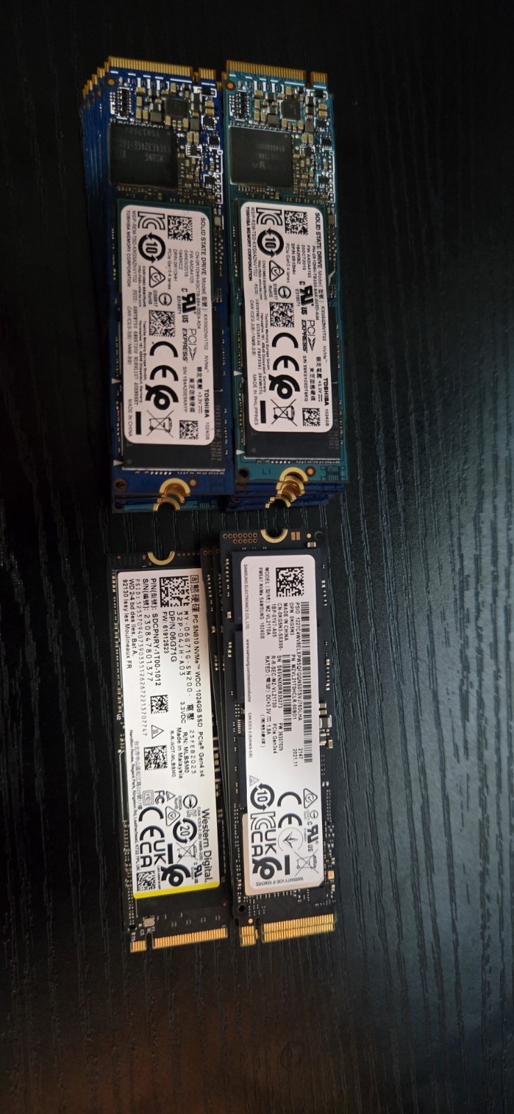LOT OF 24 1TB NVMe M.2 SSD Assorted Toshiba, Samsung, Western Digital LOT OF 24 1TB NVMe M.2 SSD Assorted Toshiba, Samsung, Western Digital