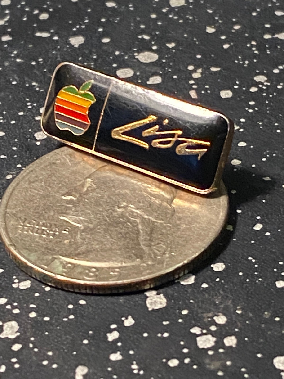 Vtg 1983 Apple Computer Lisa Rare Lapel Pin Rainbow Logo Black Enamel Vtg 1983 Apple Computer Lisa Rare Lapel Pin Rainbow Logo Black Enamel