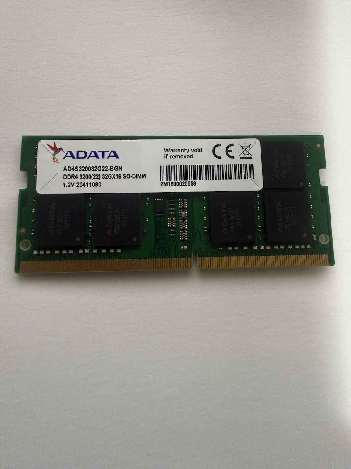 ADATA AD4S320032G22-BGN 32GB (1x32GB) DDR4 3200MHz SODIMM Laptop Memory