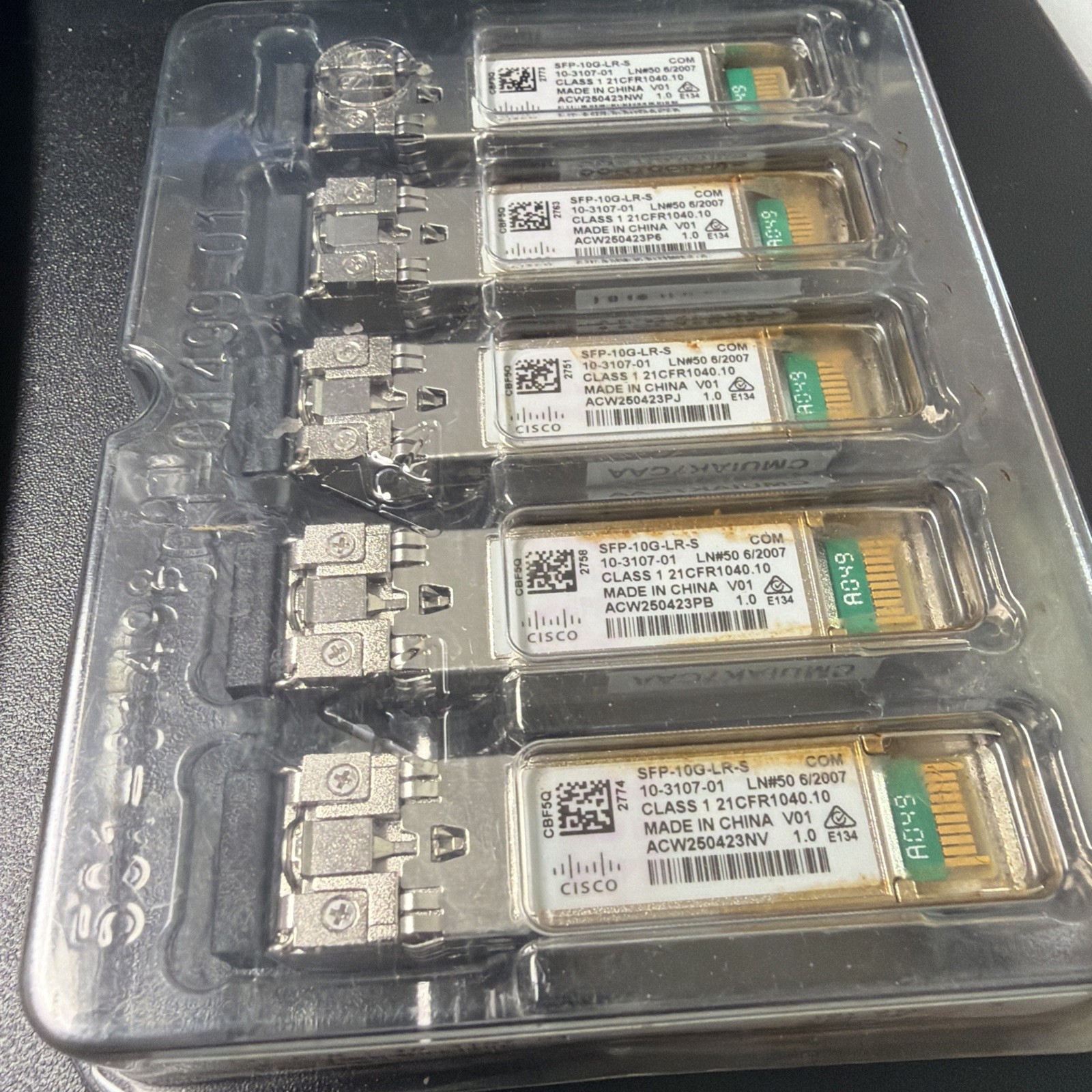 Lot of 8 x Cisco SFP-10G-LR-S 10-3107-01 Modules