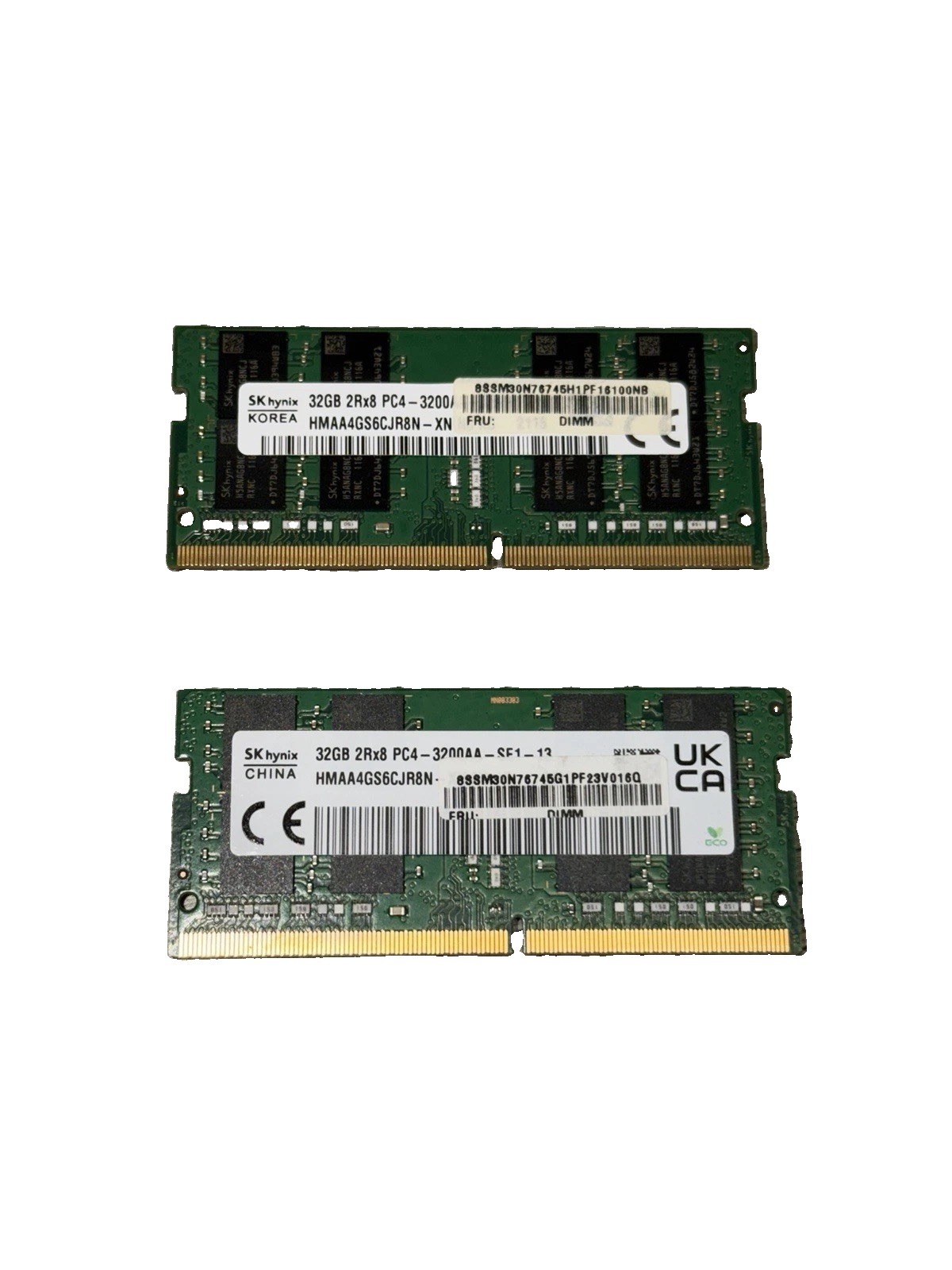 2x SK hynix 32GB DDR4-3200 PC4-25600 SO-DIMM 2Rx8 Laptop RAM HMAA4GS6CJR8N (TWO)
