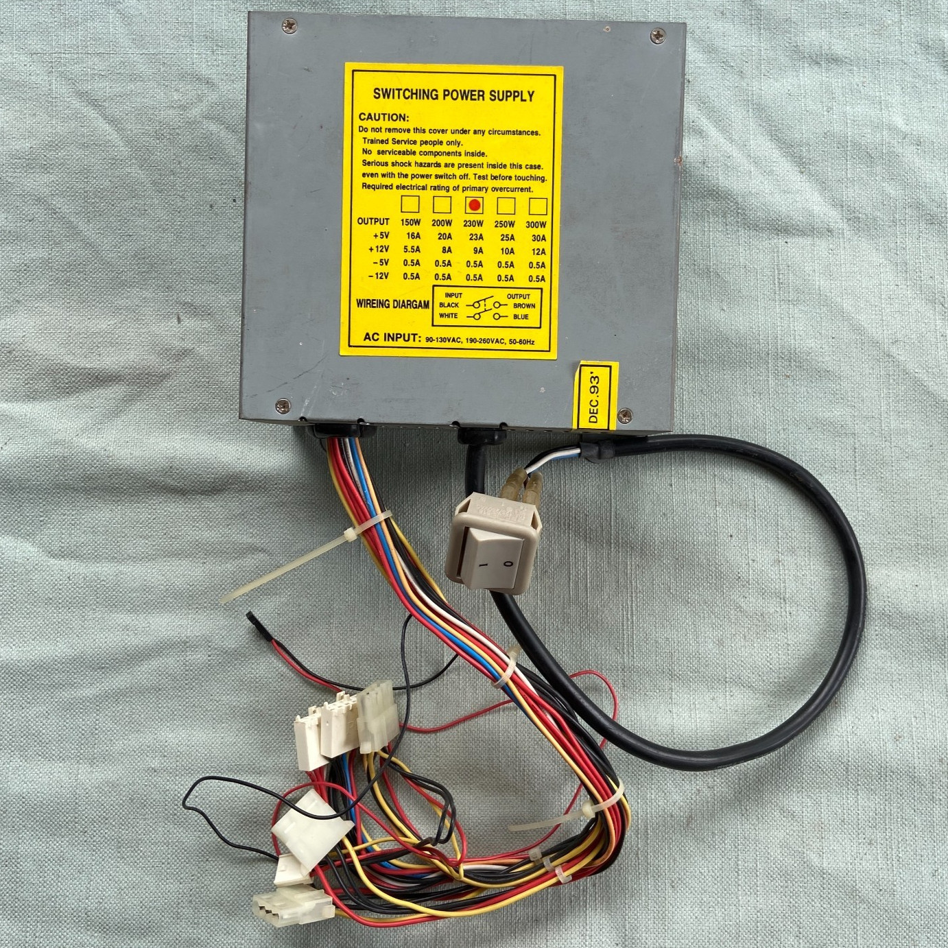 IBM JEC JS-618 Vintage Power Supply Switching 230W 1993 Mighty Power MP-7150A ? IBM JEC JS-618 Vintage Power Supply Switching 230W 1993 Mighty Power MP-7150A ?