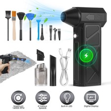 160000RPM Electric Air Duster Vacuum 2-in-1 Cordless Keyboard Cleaner LED Light picture