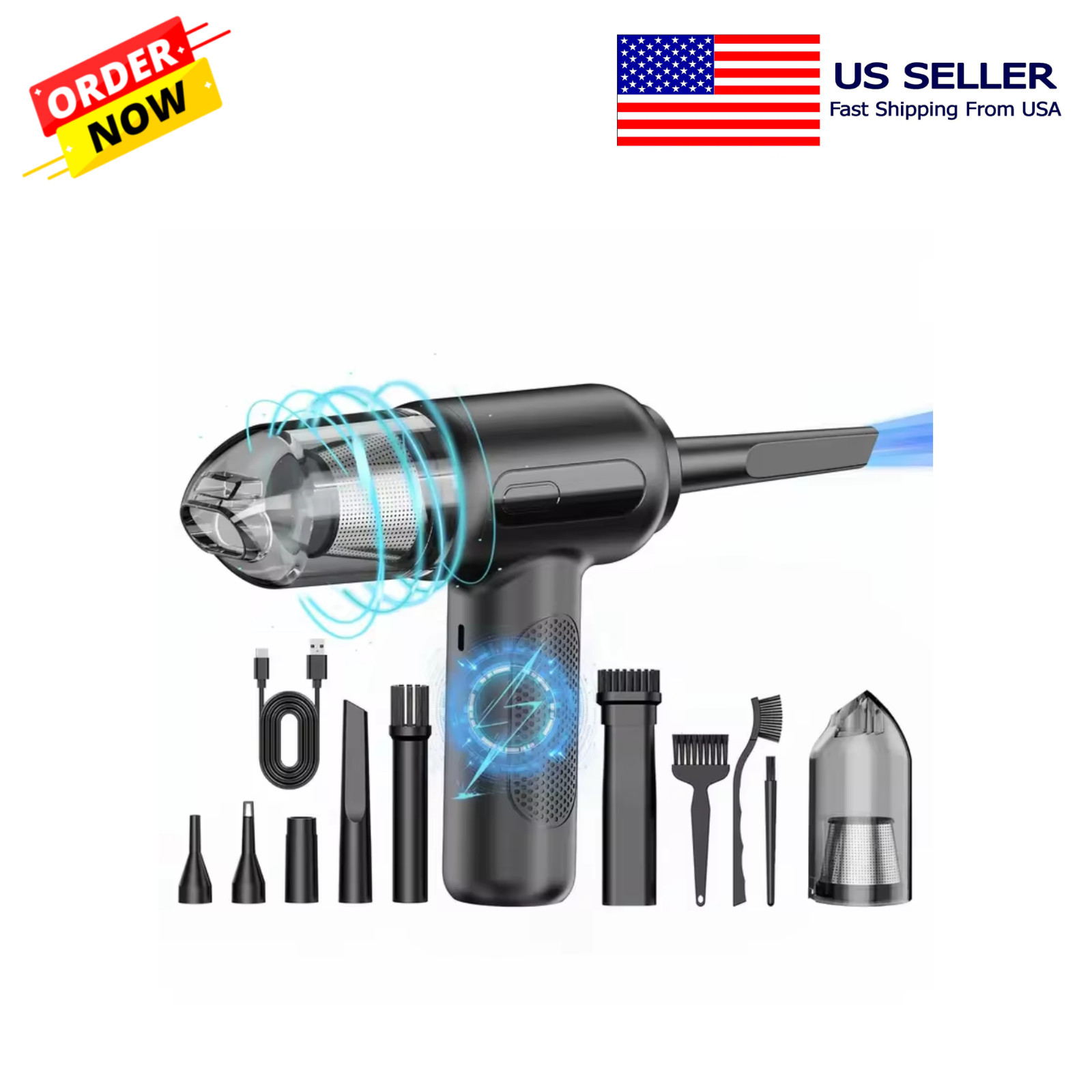 2 in 1 Cordless Air Duster Vacuum Cleaner Rechargeable Electric Dust Blower