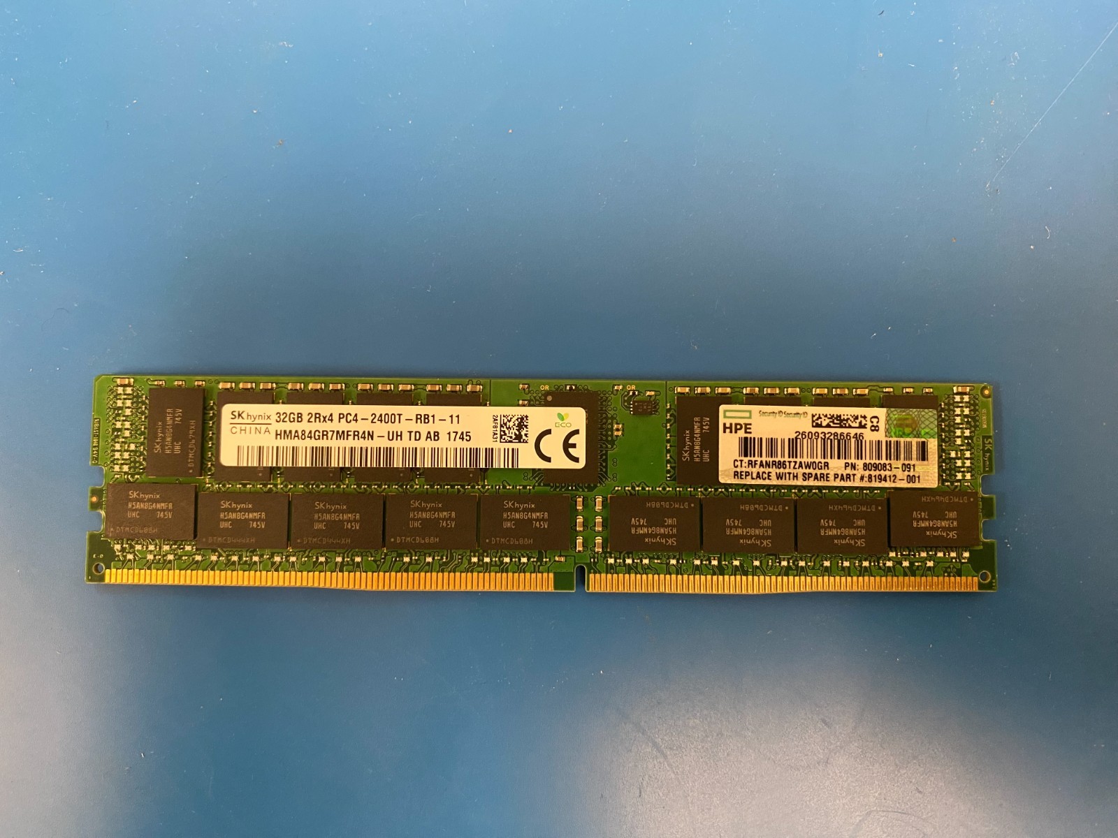 HPE SK Hynix 32GB PC4-2400T HMA84GR7MFR4N-UH ECC RDIMM Server Memory Module