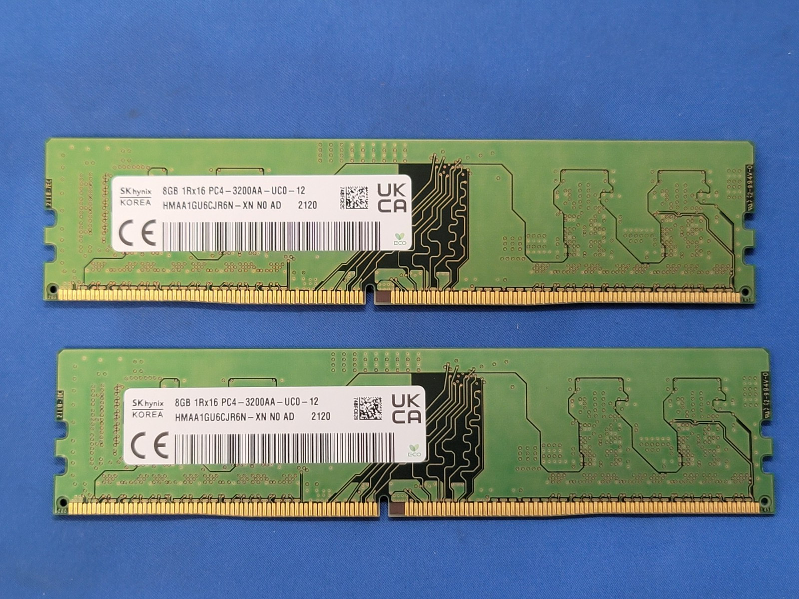 (2X) SKHYNIX 8GB 1RX16 PC4-3200AA-UC0-12 HMAA1GU6CJR6N-XN N0 AD 2120 RAM